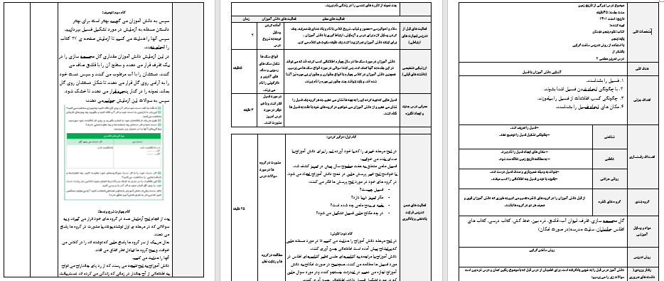 طرح درس ساخت گرایی برگی از تاریخ زمین علوم پنجم